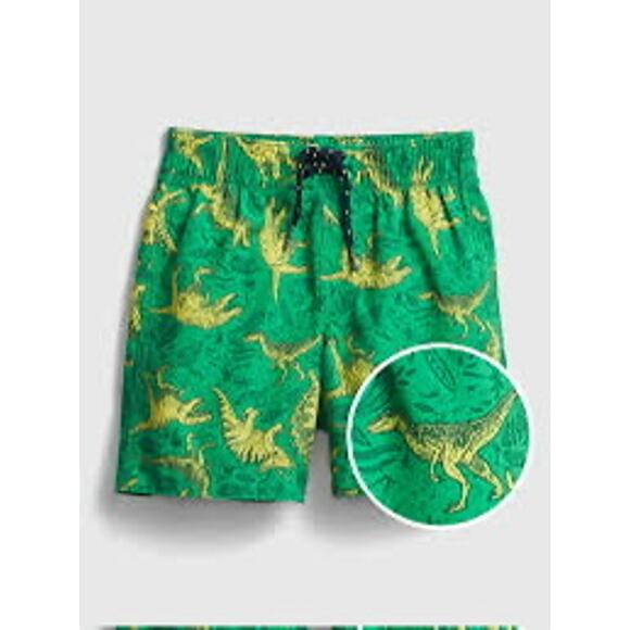 Baby Gap Dinosaur Swim Trunks sz 4T Green Lined Swim Shorts - Picture 1 of 8